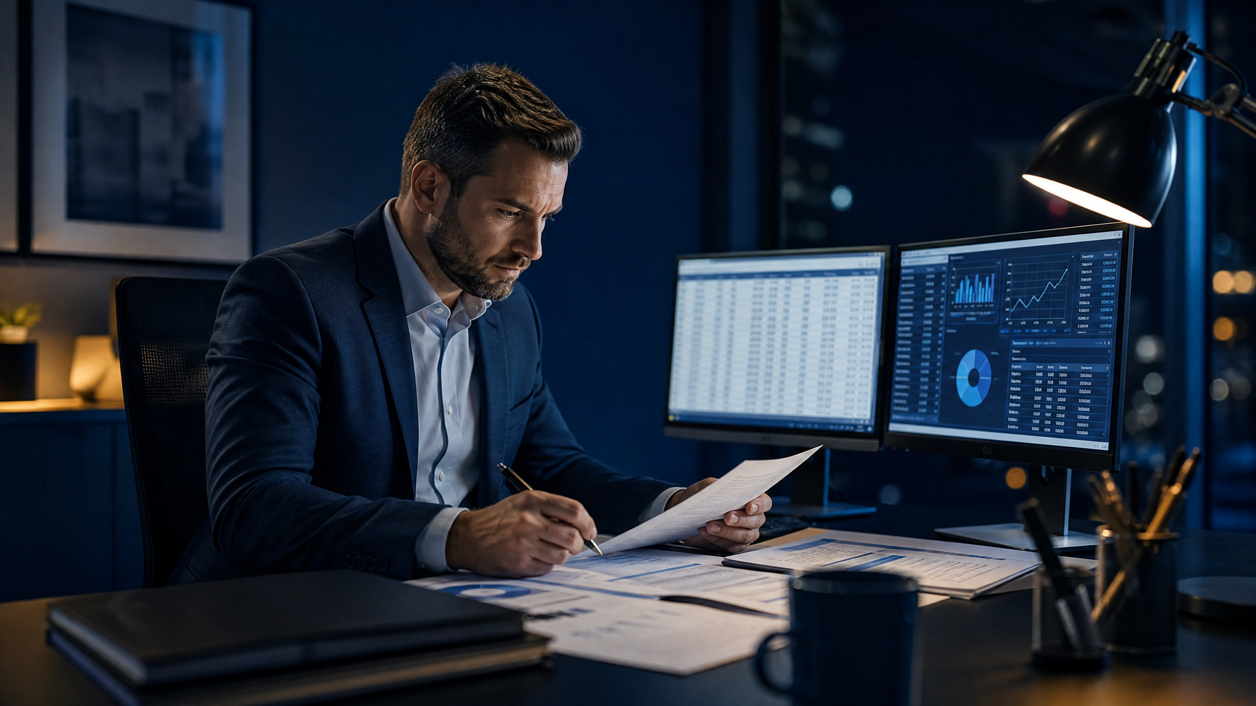 Bookkeeper working at desk