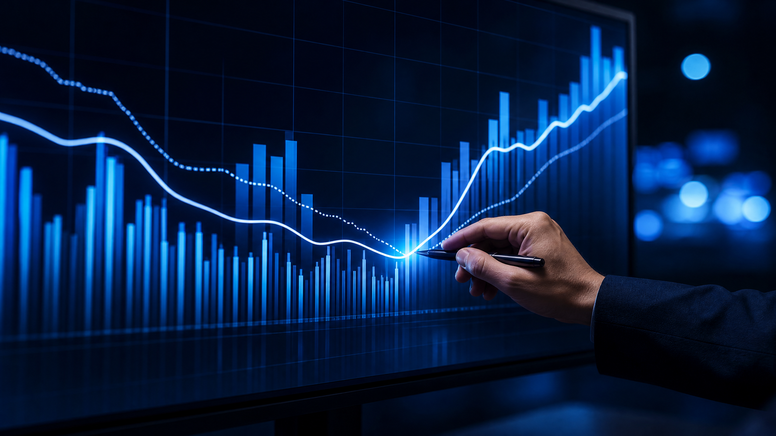 Finance professional reviewing cash flow data