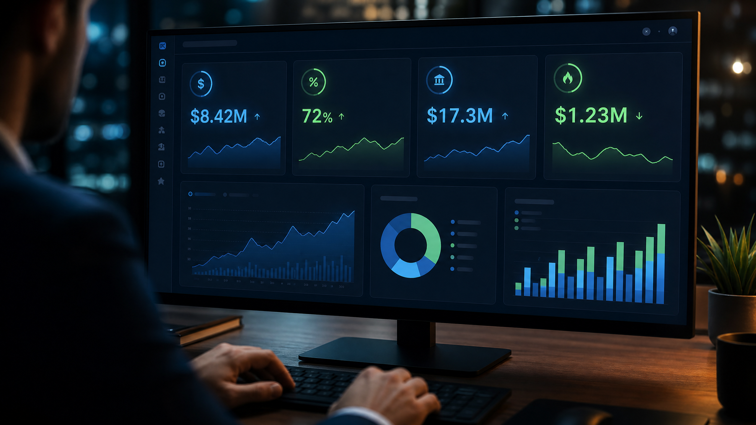 KPI dashboard on screen